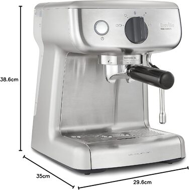 Кавоварка Breville Barista Max з портафільтром Еспресо-машина/кавоварка з вбудованою кавомолкою та спінювачем молока Резервуар для води 2,8 л Італійський насос 15 бар Нержавіюча сталь VCF126 шт. Бариста з кавомолкою (Бариста без кавомолки)