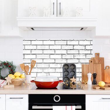 Дизайнерський кухонний фартух з алюмінієвого композиту, кухонний фартух, товщина 3 мм, 60x100 см, (білий цегляний)