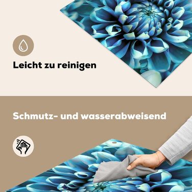 Фартух для плити, кухонний фартух, вініл, 78x52 см, декор для кухні, облицювання стіни, кришка для плити - сіро-чорний (синій - жоржина, 59Д x 77Ш см)