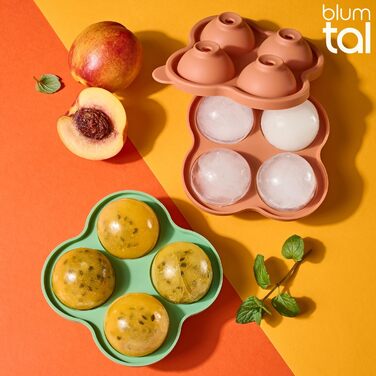 Силіконові формочки для льоду Blumtal, набір з 3 шт. - форма для льоду на 24 кубики з кришкою - силіконова форма для льоду без бісфенолу А - форма для льоду, безпечна для харчових продуктів - сіро-блакитна великі кубики (оливково-зелений червоний, сфера X