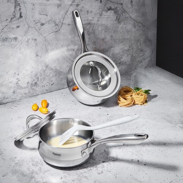 Ківш Fissman ABSOLUTE PRO 16x7,5 см / 1,5 л зі скляною кришкою нержавіюча сталь (5544)