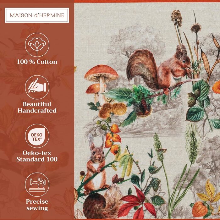 Бавовняні килимки для серветок, набір з 4 шт. , декоративні килимки для серветок, пасхальні килимки, що миються, для свят, вечерь, весни, літа (33 см x 48 см) (12 - Recolte), 39Hermine 100