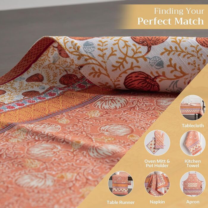 Бавовняні килимки для серветок, набір з 4 шт. , декоративні килимки для серветок, пасхальні килимки, що миються, для свят, вечерь, весни, літа (33 см x 48 см) (15 - Свято врожаю), 39Hermine 100