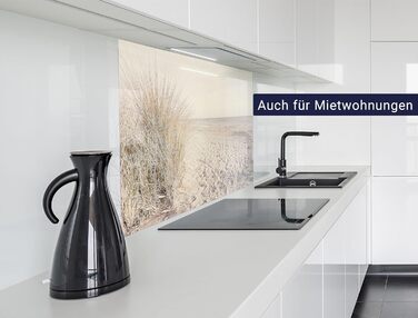 Фартух для плити timalo, настінна раковина, кухонний фартух, скляний вигляд Акрилове скло 2 мм Скляний фартух, акрилові скляні кухонні панелі, захисна панель для фартуха Мармурове біле золото (60x52 см, 106- Reed Beach)