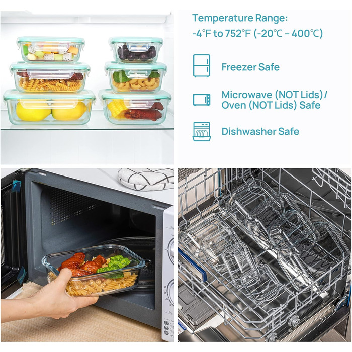 Набор стеклянных контейнеров с крышками 8 предметов Vtopmart