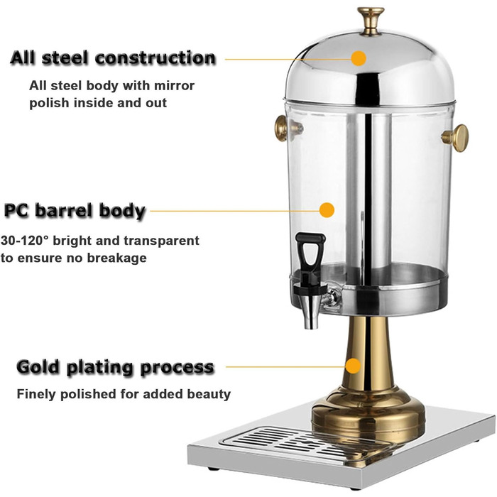 Диспенсер для напоїв професійний 24 л срібний Generisch