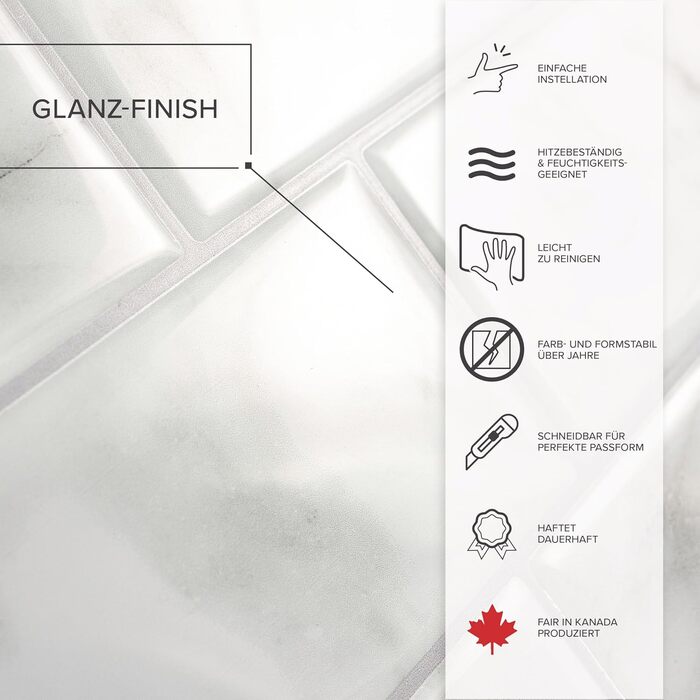 Наклейки для плитки, що самоклеяться - Набір з 5 аркушів 29,36 см x 21,29 см - 3D самоклеючі ПВХ наклейки для плитки та фартуха для кухні, ванної кімнати та стін, кольорова та водонепроникна плитка (білий мармур Carrera)