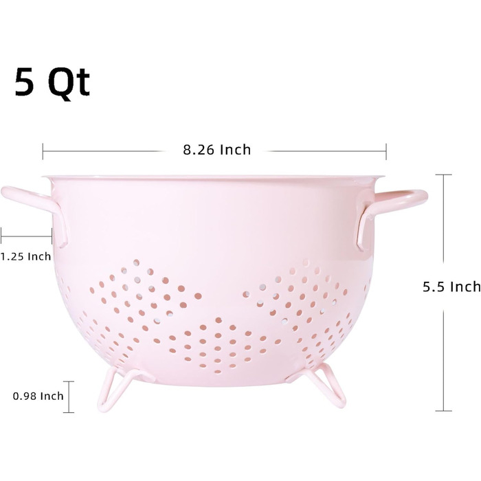 Металеве сито для пасти з подвійними ручками 21 см рожеве beifeier