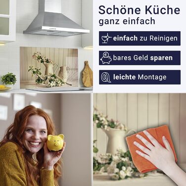 Кухонний фартух timalo зі скляним виглядом Акрилове скло 2 мм Бризкозахисна стіна для плити, скляний фартух, акрилова скляна настінна панель, захисна панель для фартуха Бетонно-блакитно-сірий (140x50 см, 212- Ваза для квітів)