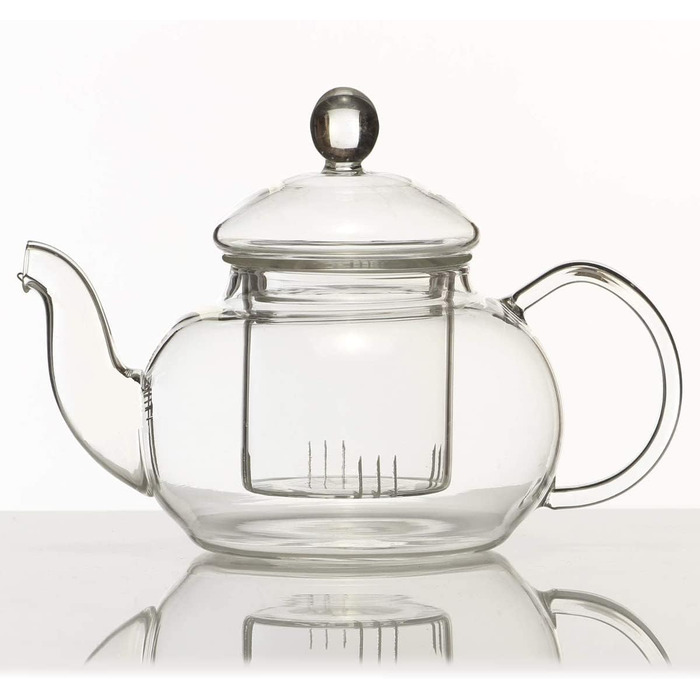 Чайник ручной выдувной с чайным фильтром и чайный ситечко со стеклянной фильтрующей вставкой от Dimono 600 мл идеально подходит для чайных цветов (1500мл)
