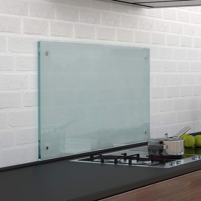 Скляний кухонний фартух BIJON, скляний фартух для варильної поверхні, скляна настінна панель, кухонна стіна - скляний фартух із зазором від стіни 0 мм, 60 x 140 см, включаючи монтажний комплект (70x110 см, матове скло)