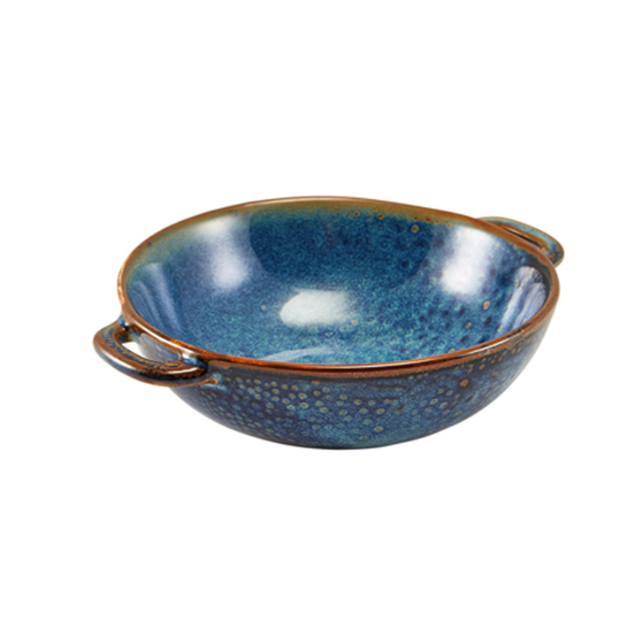 Тарелка глубокая 15 см с ручками, Terra Porcelain Aqua Blue, GenWare