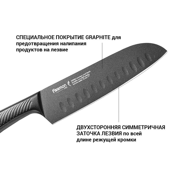 Нож сантока Fissman SHINAI graphite 18 см (2481)