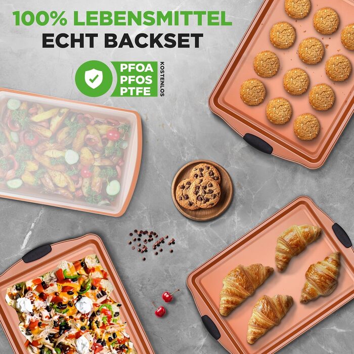 Набір форм для випікання NutriChef із 8 предметів набір форм для випікання, що включає форму для торта, деко, форму для хліба, форму для мафінів, рознімну форму, форму для піци, круглу форму для випікання та прямокутну форму для випікання. Міцні аксесуари