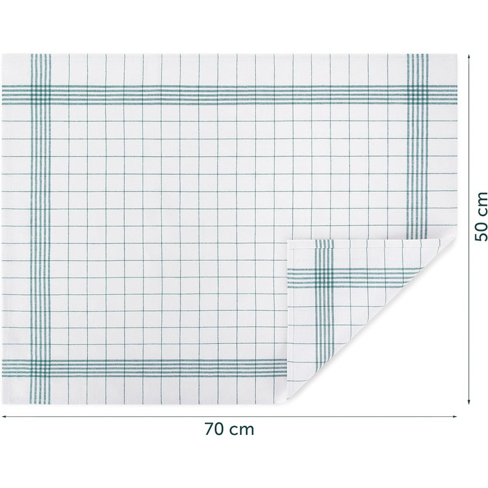 Набір із 10 кухонних рушників преміум-класу Blumtal - Високоякісні кухонні рушники, 100 бавовна, картаті, 50x70 см, 10 предметів (10 предметів, зелені)