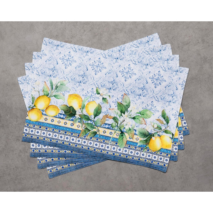 Бавовняні килимки для серветок, набір з 4 шт. , декоративні килимки для серветок, пасхальні килимки, що миються, для свят, вечерь, весни, літа (33 см x 48 см) (цитрусово-жовтий), 39Hermine 100