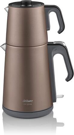 Електричний турецький чайник, 2200 Вт, чайник 3,5 л, скляний чайник 1,2 л, нержавіюча сталь, інтелектуальний контроль температури, захист від кипіння (стандартний rn ls, Toprak)