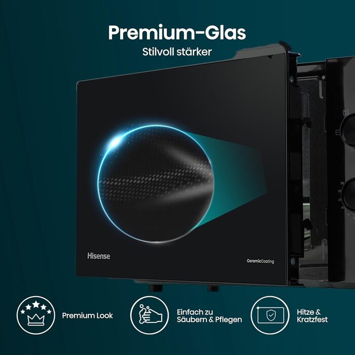 Мікрохвильова піч Hisense H20MOBP1HI / 20 л / 700 Вт / InverterTech / Керамічне покриття / Преміальне скло / Виготовлено на замовлення, багатофазне приготування / Функція розморожування / 5 рівнів потужності / Блокування від дітей / Чорна 20 л Аналогове к