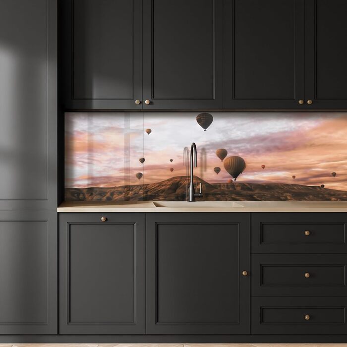 Кухонний фартух 60x80 см Самоклеючий захисний екран для кухні Кухонний фартух Кухонні фасади Кухонні фартухи Кухонна стіна Вода - Пейзаж - (Пейзаж - Повітряна куля, 60 x 200 см)