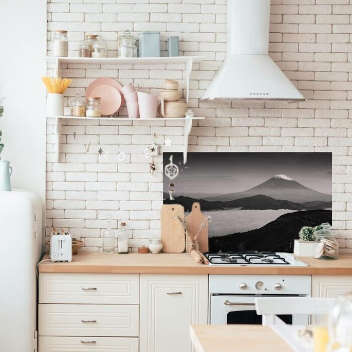 Дизайнерський кухонний фартух з алюмінієвого композиту, кухонний фартух, товщина 3 мм, 60x100 см, (Темні гори)