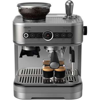 Напівавтоматична еспресо-машина Philips Barista Brew - одинарний та подвійний еспресо кнопка американо, подвійний бункер для зерен 280 г, інтуїтивно зрозумілі інструкції, калібрований тампер (PSA3228/41)