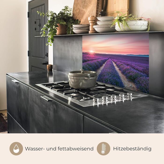 Кухонний фартух 60x80 см Самоклеючий настінний захисний екран для кухні Кухонний фартух Кухонні фасади Кухонні фартухи Кухонна стіна Вода - Пейзаж - (Лавандовий - Фіолетовий, 60 x 80 см)
