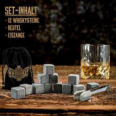 Набор 12 камней для виски и щипцов Whisiskey