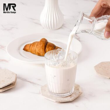 Підставки під чашки з мармуру з підставкою, 8.9 см, з оніксу, ручної роботи, для офісу, напоїв, кави та бару, на обідній стіл, набір з 6 шт. (Травертин)