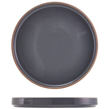 Тарелка презентационная 25*2.5 см с низким вертикальным бортом, Kava Dark Grey Stoneware, GenWare