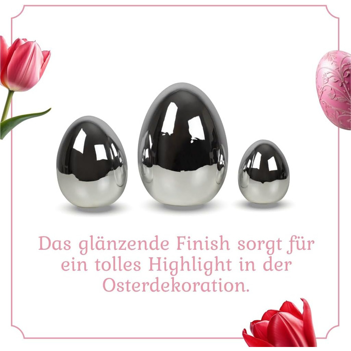 Набір декоративних елементів Heitmann керамічна пасхальна прикраса під порцеляну, для встановлення, біла, приблизно 12,5 x 10,5 x 8 см (яєчне срібло)