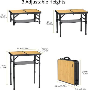 Складной кемпинговый столик 58х40 см Anbte