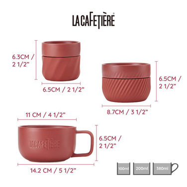 Набір чашок Kitchen Craft LA CAFETIERE Family Mug Red, порцеляна, темно-червоний, 3 пр.