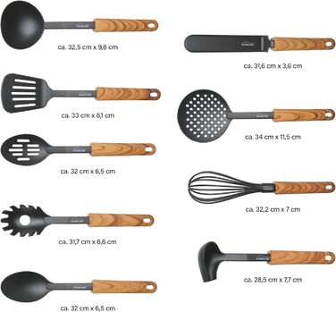 Набір кухонного начиння Back to Nature, імітація дерева, 9 предметів STONELINE