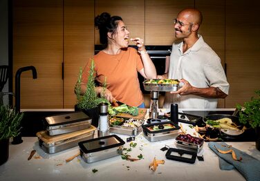 Пищевой контейнер 0,25 л со стеклянной крышкой и зажимами Flexx 2GO Rösle