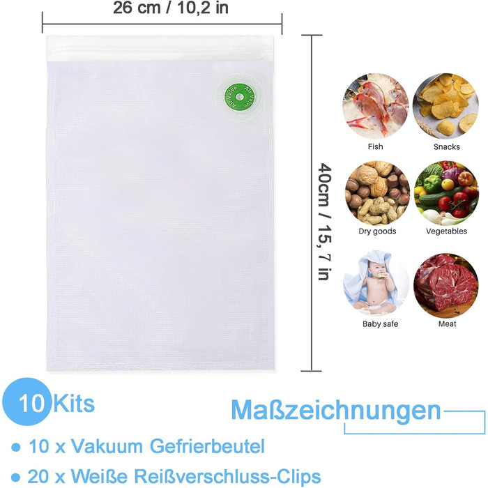 Вакуумные пакеты 10 пакетов 26 x 40 см Vinabo