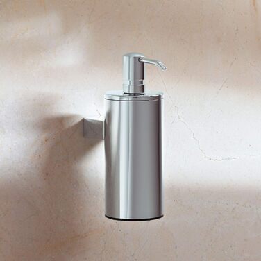 Дозатор лосьйону KEUCO металевий хромований, багаторазовий вміст приблизно 250 мл, дозатор мила для ванної кімнати та гостьового туалету, настінне кріплення, запасний насос в комплекті, план
