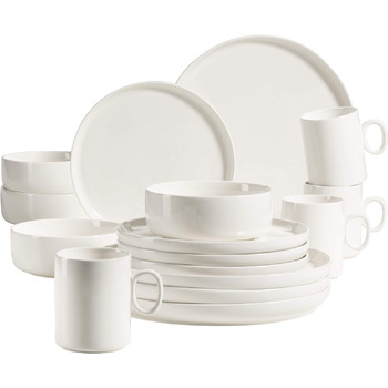 Серия Finaro, набор посуды на 4 персоны гастрономического качества, скандинавский дизайн, комбинированный сервиз из 16 предметов, прочный фарфор, (белый), 931618