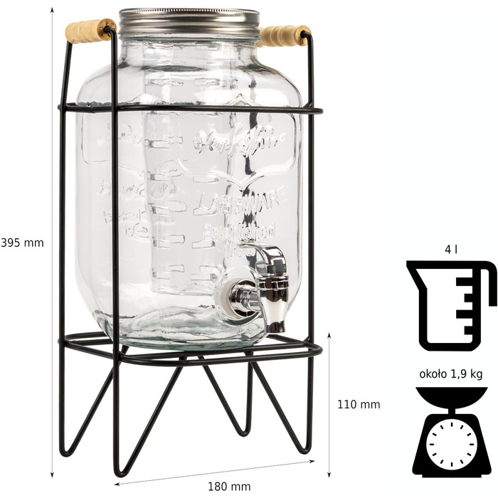 Диспенсер для напоїв з краном 4 л SUPERBUTELKI.PL