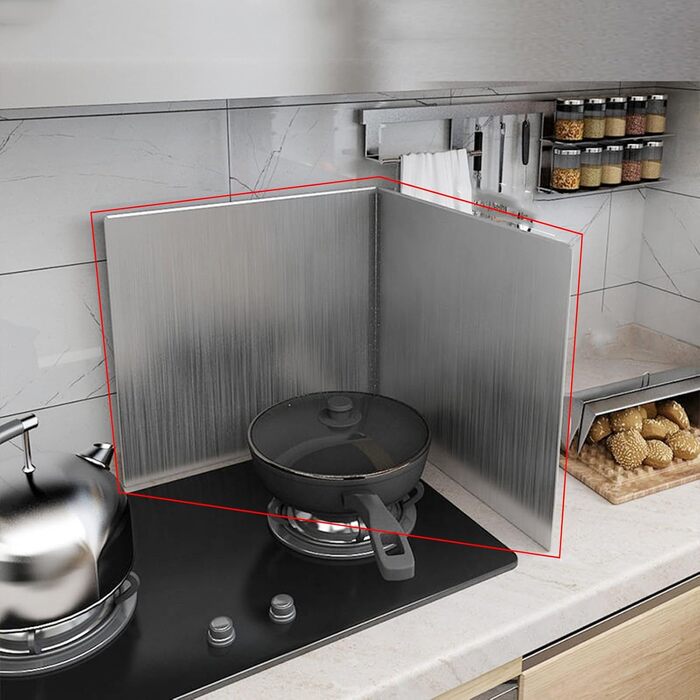 Настінний бризкозахисний екран для плити, складний кухонний бризкозахисний екран, бризкозахисний екран з нержавіючої сталі для плити, з антипригарним покриттям, для варильної поверхні, настінний, 2 частини 40 x 40 см (2 частини 45 x 50 см, 2 складні)