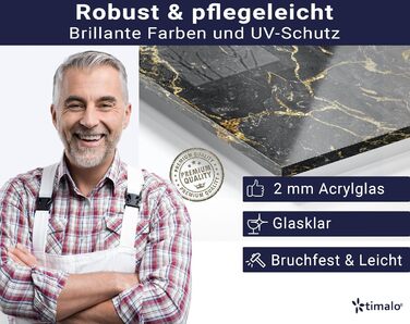 Фартух для плити timalo, настінна раковина, кухонний фартух, скляний вигляд Акрилове скло 2 мм Скляний фартух, акрилові скляні кухонні панелі, захисна панель для фартуха Мармурове біле золото (60x52 см, 67- Мармурове чорне золото)