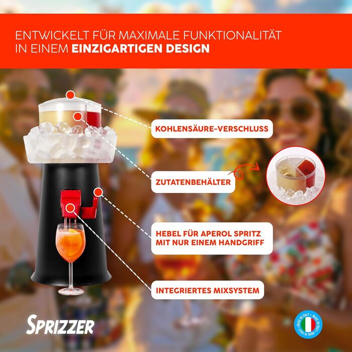 Диспенсер и миксер с контейнером для льда 3 л черный Sprizzer