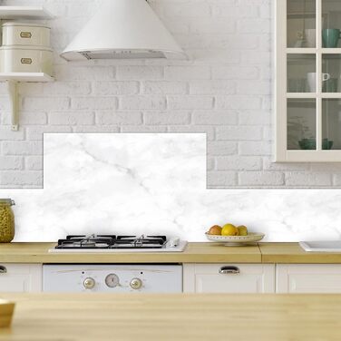 Алюмінієвий кухонний фартух, виготовлений в Італії, захищає плиту та стіну, миється та легко встановлюється, металевий фартух, 48 x 72 см (48x72, білий мармур)