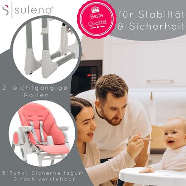 Детский стульчик для кормления розовый Suleno