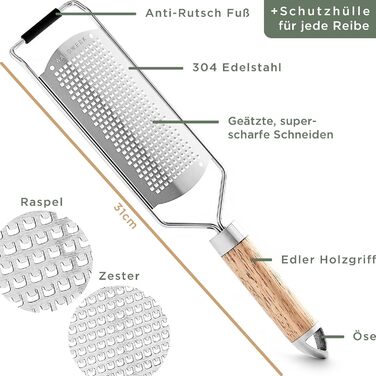 Набір з 2 терток для сиру з нержавіючої сталі з дерев'яними ручками WALDWERK