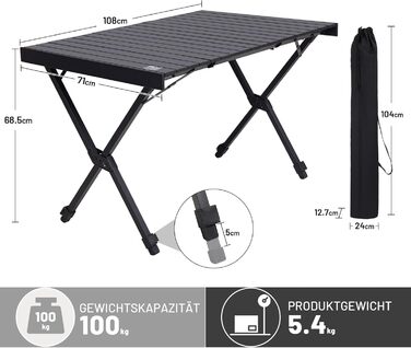 Складной кемпинговый стол 108x71 см черный TIMBER RIDGE