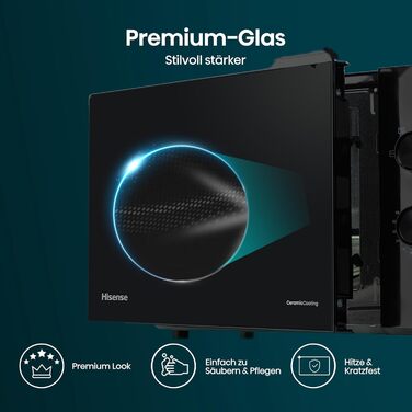 Мікрохвильова піч Hisense H20MOBP1HI / 20 л / 700 Вт / InverterTech / Керамічне покриття / Преміальне скло / Виготовлено на замовлення, багатофазне приготування / Функція розморожування / 5 рівнів потужності / Блокування від дітей / Чорна 20 л Аналогове к