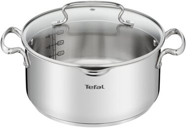 Кастрюля 5 л из нержавеющей стали со стеклянной крышкой 24 см Duetto+ Tefal