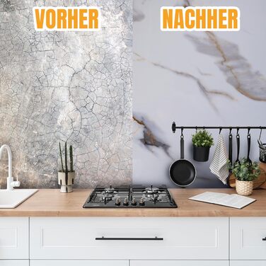 Стінові панелі AS Country Stone під мармур 60x120 см ПВХ-облицювання стіни з пластикових панелей для кухні, ванної кімнати тощо Панель кухонного фартуха (4 шт., Pure)