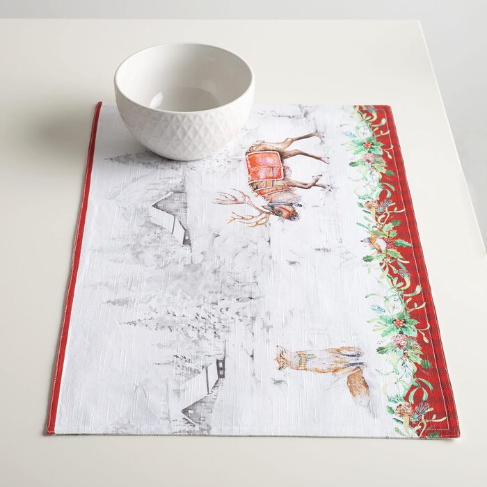 Бавовняні килимки для серветок, набір з 4 шт. , декоративні килимки для серветок, пасхальні килимки, що миються, для свят, вечерь, весни, літа (33 см x 48 см) (05 - Різдвяна традиція), 39Hermine 100