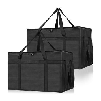 Складні, ізольовані сумки для їжі з шарами, чудово зберігають тепло для кемпінгу та пікніків, водонепроникна сумка-холодильник для кемпінгу (чорна), 2